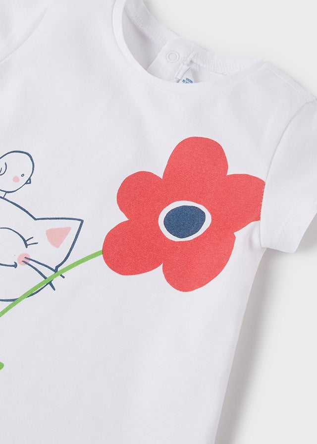 Mayoral 22-01033-054 Koszulka z krótkim rękawem dziewczynka 1033-54 biało-czerwony -  - #tag1# - #tag2# - #tag3# - #tag4#