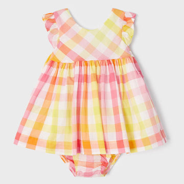 Mayoral 22-01927-053 Sukienka w kratkę dziewczynka 1927-53 koralowy -  - #tag1# - #tag2# - #tag3# - #tag4#