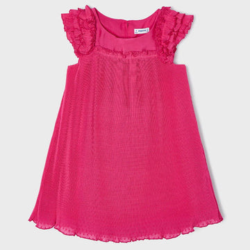 Mayoral 22-03920-055 Sukienka plisowana plumeti dziewczynka 3920-55 fuksja -  - #tag1# - #tag2# - #tag3# - #tag4#