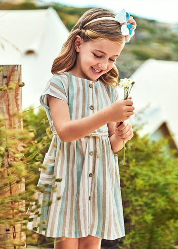 Mayoral 22-03929-058 Sukienka lniana dziewczynka 3929-58 nefryt -  - #tag1# - #tag2# - #tag3# - #tag4#