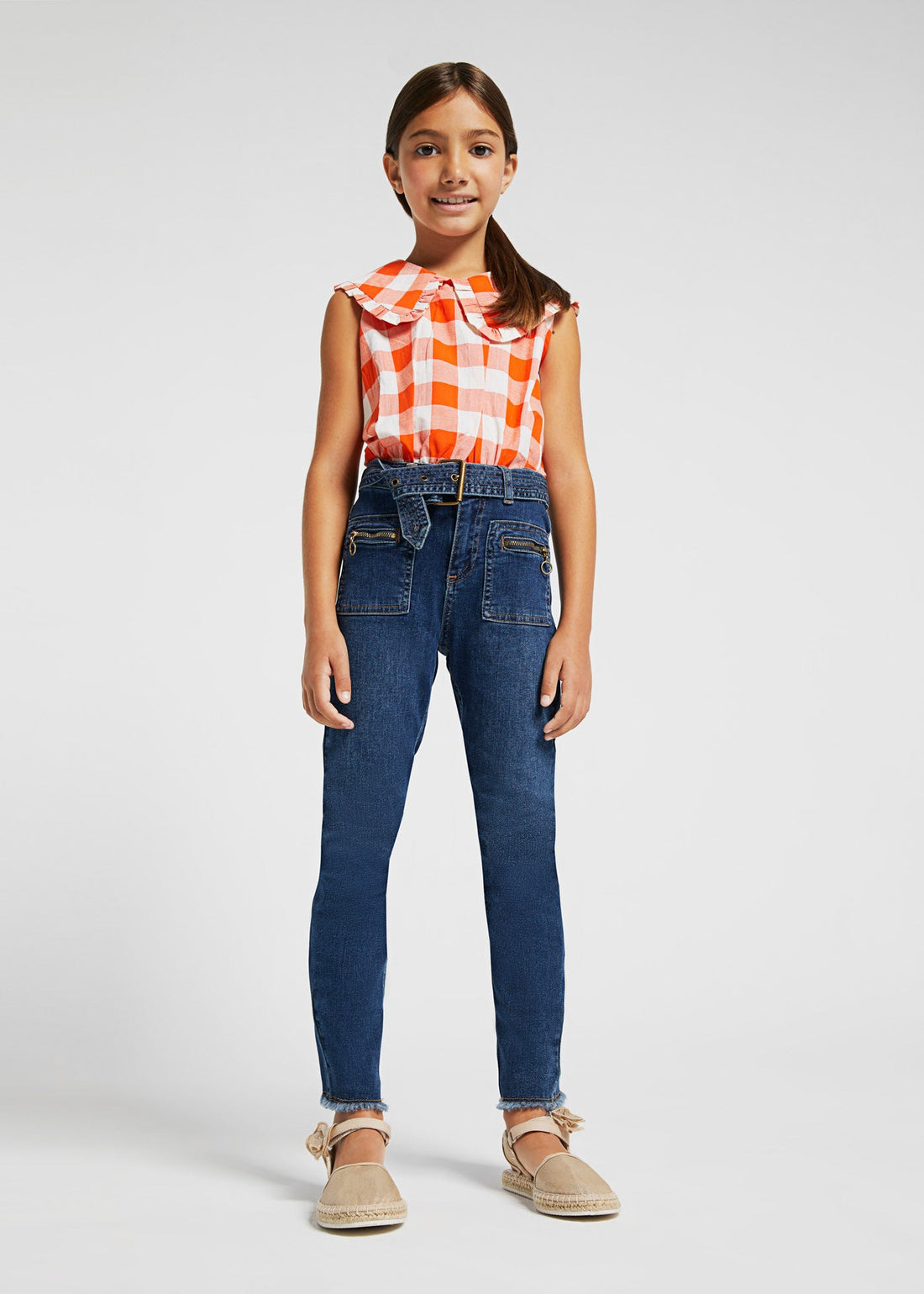 Mayoral 22-06571-038 Spodnie jeansowe cropped dziewczynka 6571-38 ciemny -  - #tag1# - #tag2# - #tag3# - #tag4#