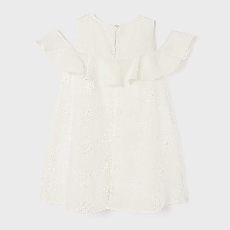 Mayoral 22-06955-039 Sukienka z haftem dziewczynka 6955-39 kremowy -  - #tag1# - #tag2# - #tag3# - #tag4#