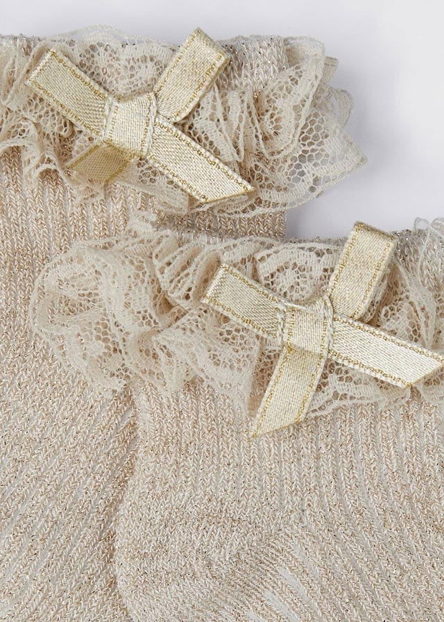 Mayoral 22-09480-025 Skarpetki wizytowe z falbanką dziewczynka 9480-25 szampan -  - #tag1# - #tag2# - #tag3# - #tag4#