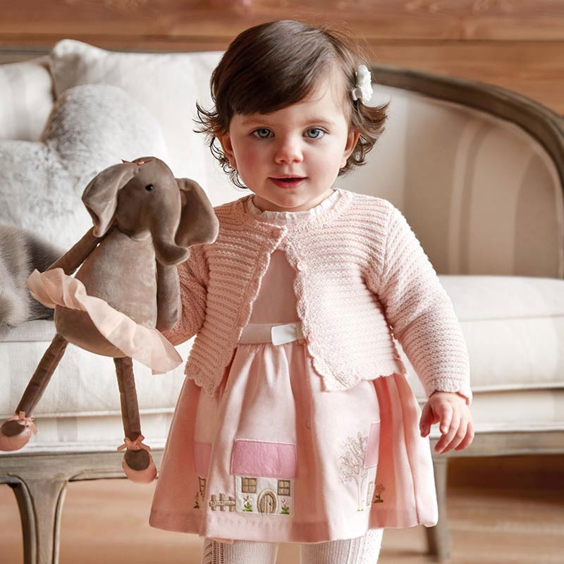 Mayoral 2928-72 Sukienka dziewczęca z haftami kolor róż -  - #tag1# - #tag2# - #tag3# - #tag4#