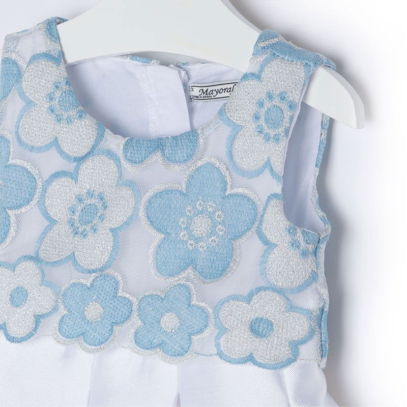 Mayoral 3924-87 Sukienka haft z tiulem  kolor Błękitny -  - #tag1# - #tag2# - #tag3# - #tag4#