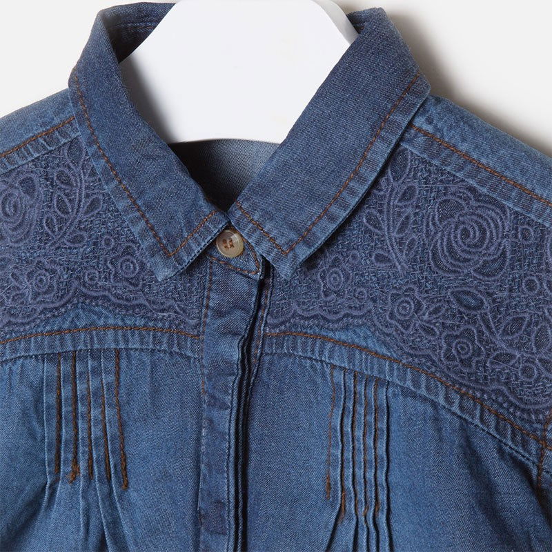 Mayoral 4152-48 Bluzka luźna jeans  kolor Ciemny -  - #tag1# - #tag2# - #tag3# - #tag4#