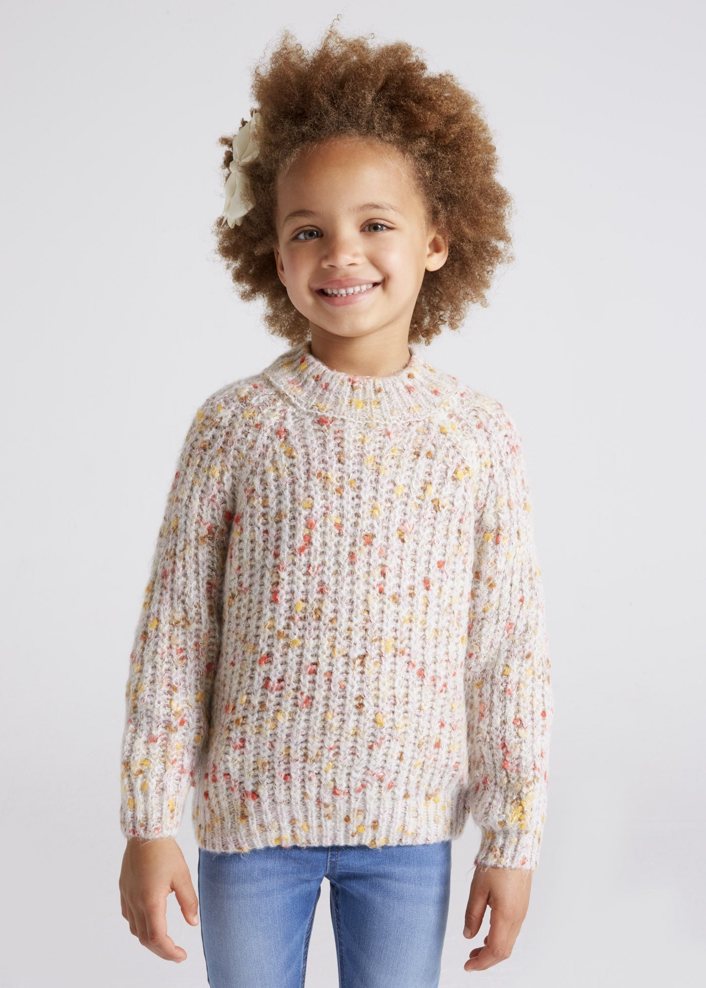 Mayoral 4307-89 Sweter dla dziewczynki kolor krem/pomarańcz -  - #tag1# - #tag2# - #tag3# - #tag4#