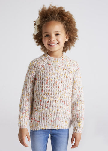 Mayoral 4307-89 Sweter dla dziewczynki kolor krem/pomarańcz -  - #tag1# - #tag2# - #tag3# - #tag4#