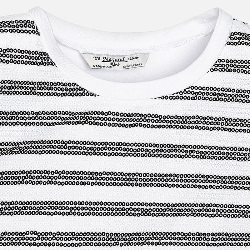 Mayoral 6057-22 Koszulka k/r paski cekiny  kolor Czarny -  - #tag1# - #tag2# - #tag3# - #tag4#