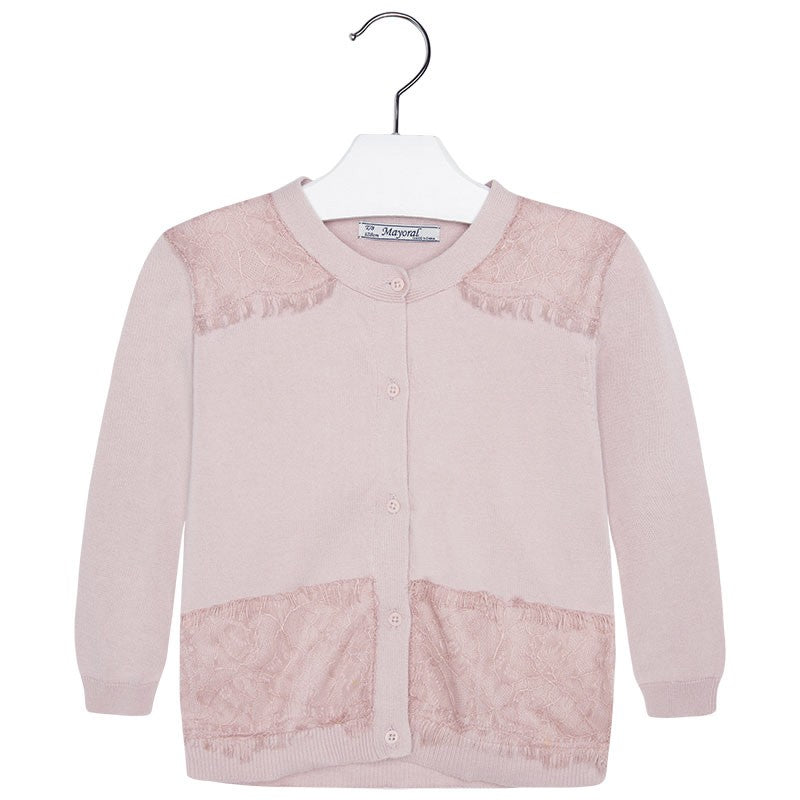 Mayoral 6322-20 Sweter rozp.dzian. koronka  kolor Jasny róż. -  - #tag1# - #tag2# - #tag3# - #tag4#