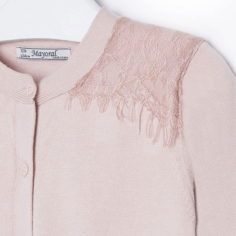 Mayoral 6322-20 Sweter rozp.dzian. koronka  kolor Jasny róż. -  - #tag1# - #tag2# - #tag3# - #tag4#