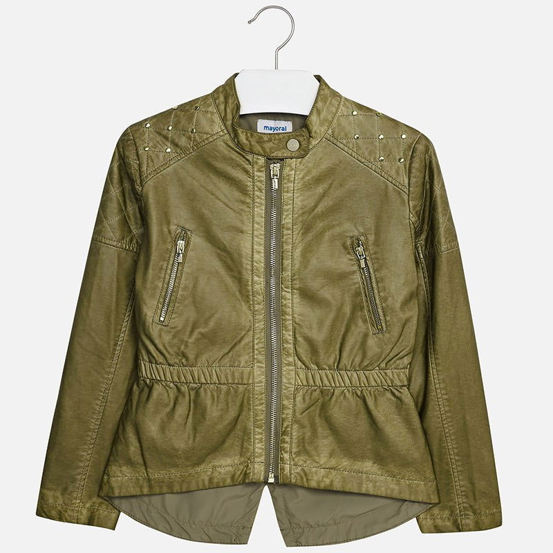 Mayoral 6430-92 Kurtka dziewczęca sztuczna skóra  kolor khaki -  - #tag1# - #tag2# - #tag3# - #tag4#