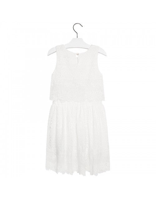 Mayoral 6954-34 Sukienka z koronką  kolor Kremowy -  - #tag1# - #tag2# - #tag3# - #tag4#