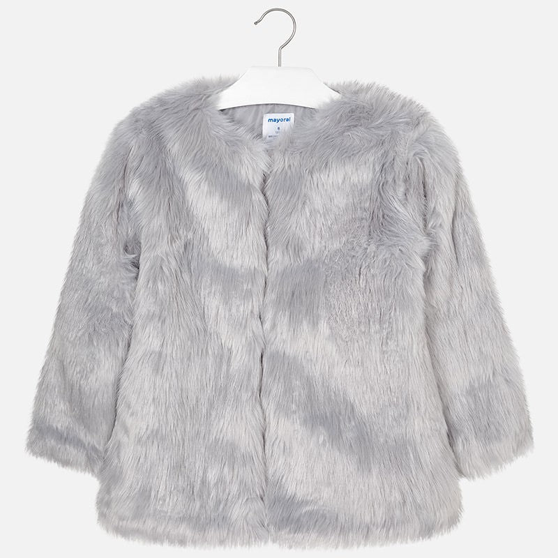 Mayoral 7476-64  Płaszcz futerko dziewczęce szare -  - #tag1# - #tag2# - #tag3# - #tag4#