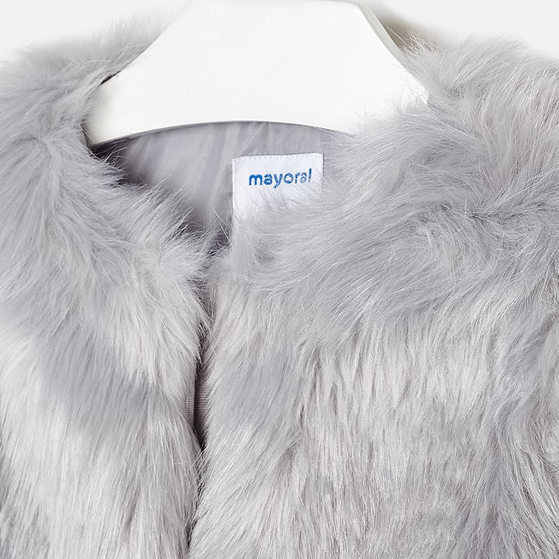 Mayoral 7476-64  Płaszcz futerko dziewczęce szare -  - #tag1# - #tag2# - #tag3# - #tag4#