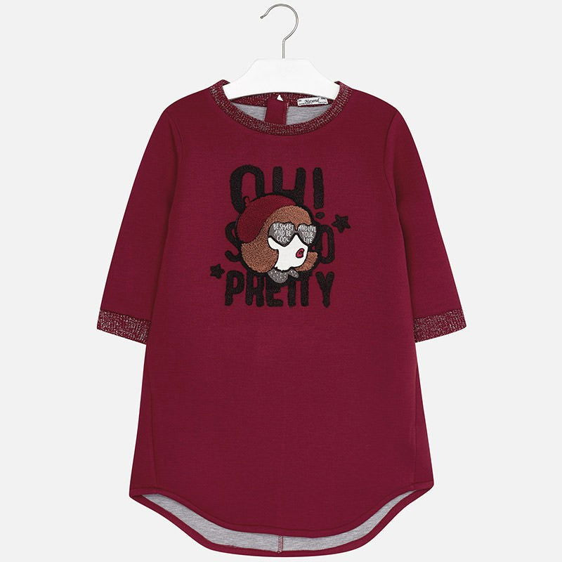 Mayoral 7931-80 Sukienka dziewczęca dwustronna kolor bordo -  - #tag1# - #tag2# - #tag3# - #tag4#