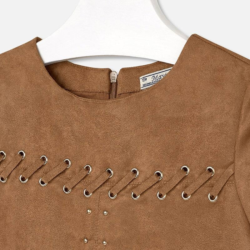 Mayoral 7942-33 Sukienka antelina ćwieki  kolor Kasztanowy -  - #tag1# - #tag2# - #tag3# - #tag4#