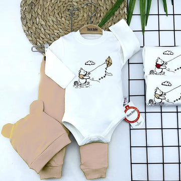 Set of bodysuit, pants and hat for boys beige Murat Baby 8465-13924