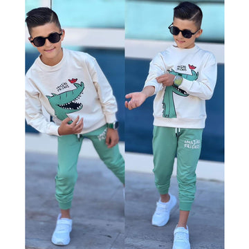 Thin sports tracksuit, sweatshirt and pants, boy, green, Kocak 6835-19924