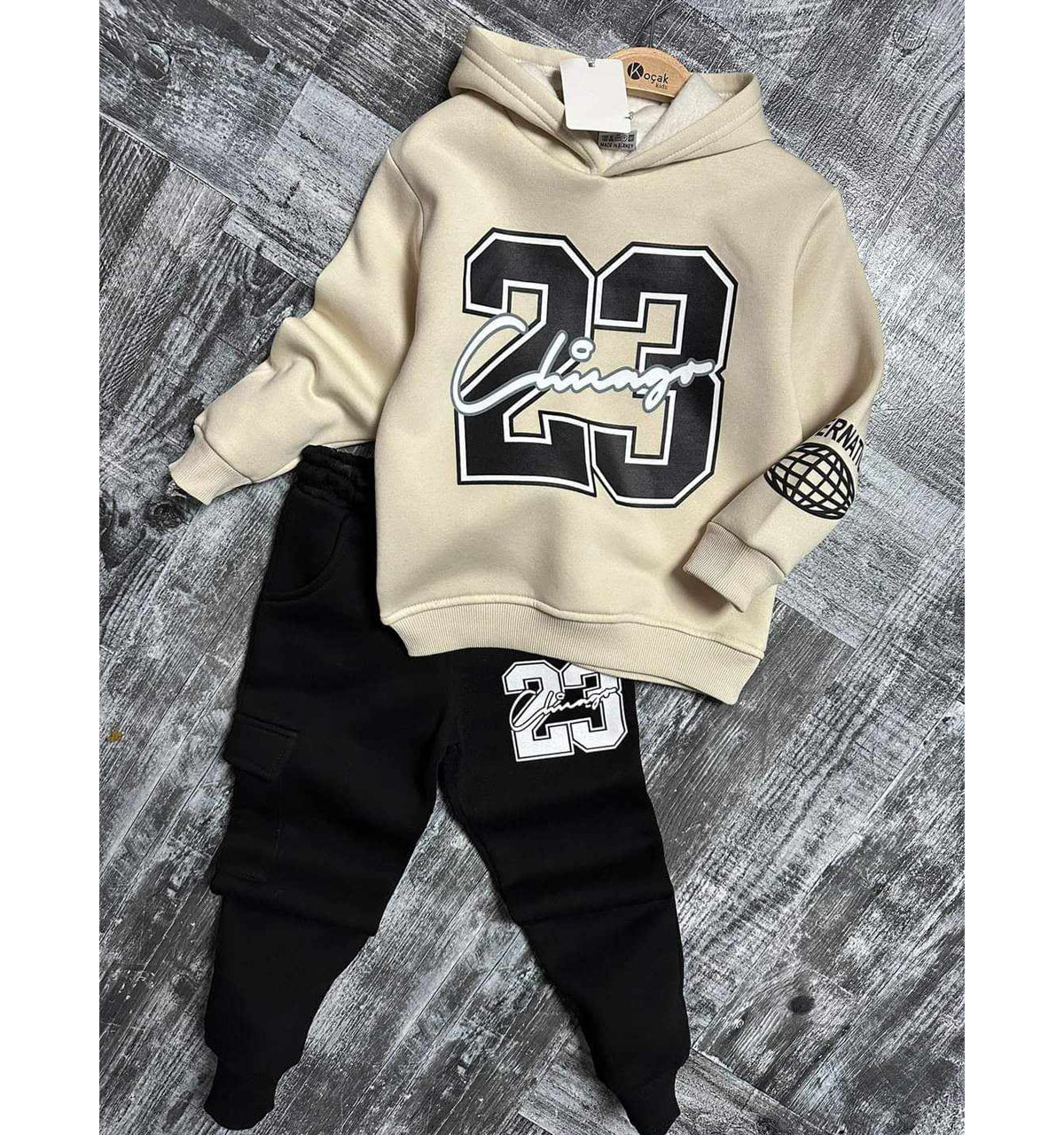 Tracksuit 2 pieces, sweatshirt and pants, boy, beige, Kocak 1179-71024