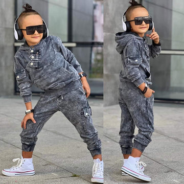 Cotton tracksuit 2 pieces pre-washed boy graphite Bam Bam 2003-30924