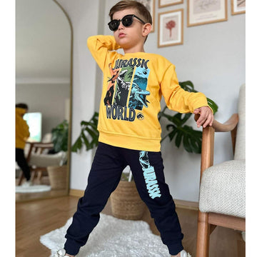 Tracksuit 2 pieces sweatshirt and dinosaur pants boy yellow Kocak 1124-71024
