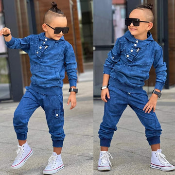 Cotton tracksuit 2 pieces pre-washed boy blue Bam Bam 2003-71024