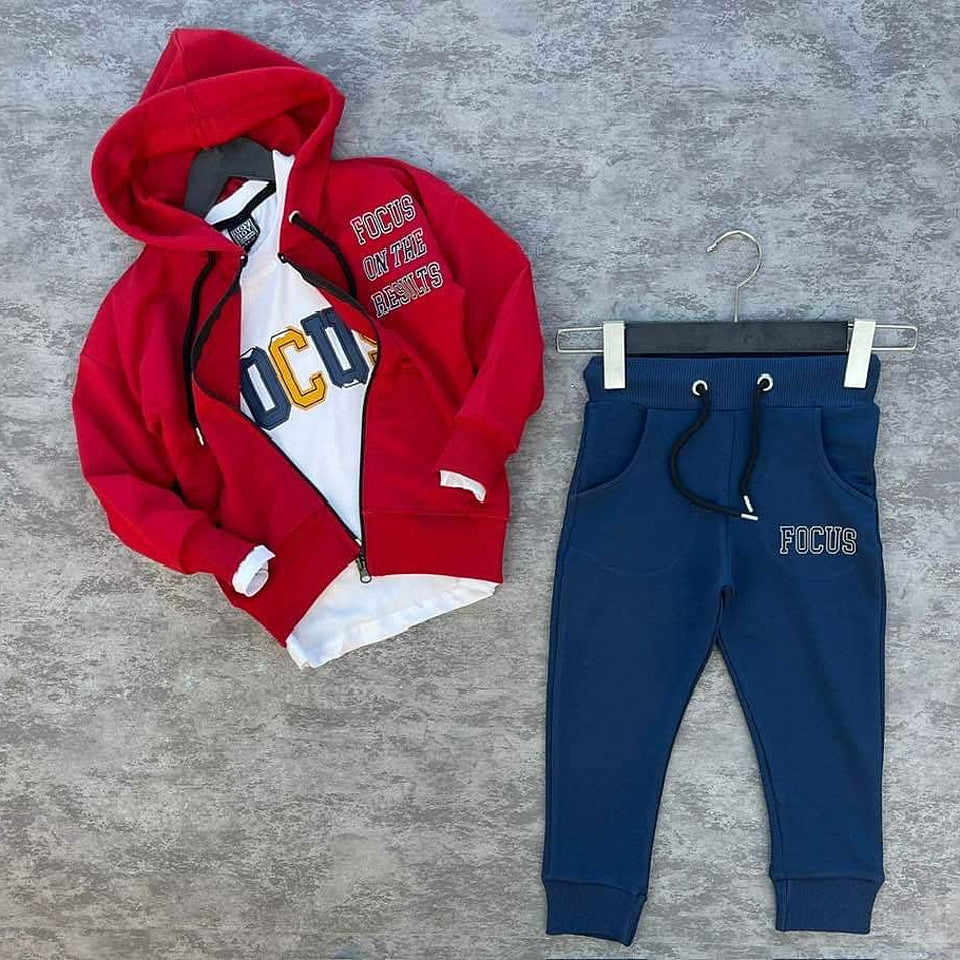 Thin tracksuit 3 pieces sweatshirt blouse pants boy red BoyBoy 1007-13924