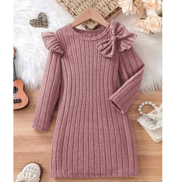 Girls' striped knit dress pink Guliwerkids T1089-24924