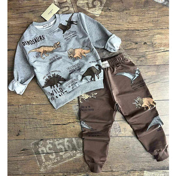 Tracksuit 2 pieces dinosaurs boy chocolate Soliday 23303-19924