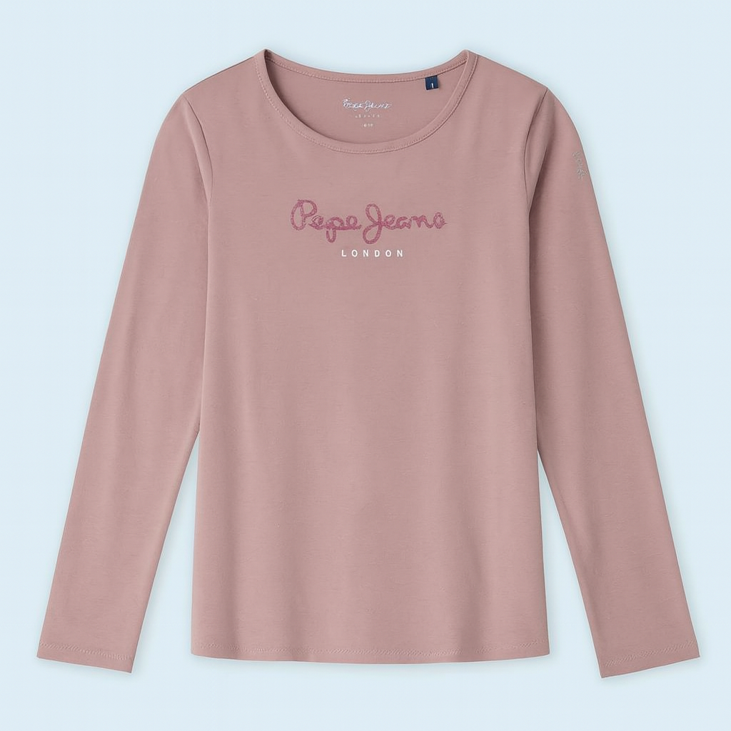 Pepe Jeans T-shirt with logo HANA GLITTER L/S junior girl PG501364-305 SOFT PINK