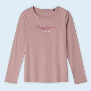 Pepe Jeans T-shirt with logo HANA GLITTER L/S junior girl PG501364-305 SOFT PINK