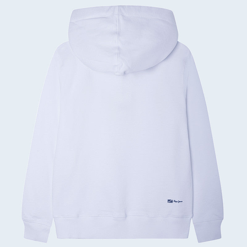 Pepe Jeans Bluza z kapturem ETHAN junior chłopak PB581419-800 biały -  - #tag1# - #tag2# - #tag3# - #tag4#