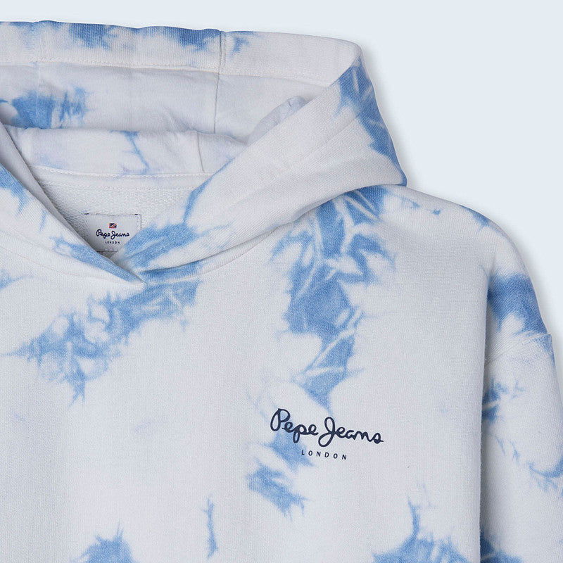 Pepe Jeans Bluza z kapturem GENEVA junior dziewczyna PG581241-0AA biały/niebieski -  - #tag1# - #tag2# - #tag3# - #tag4#