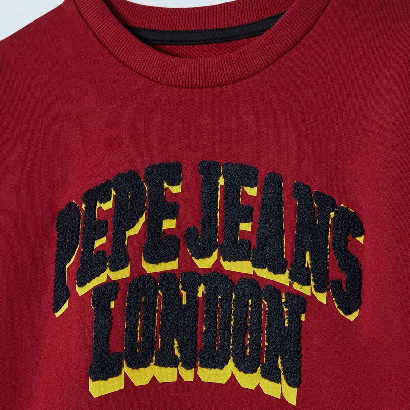 Pepe Jeans Bluza z literami 3d JAMESON junior chłopak PB581346-287 CURRANT -  - #tag1# - #tag2# - #tag3# - #tag4#