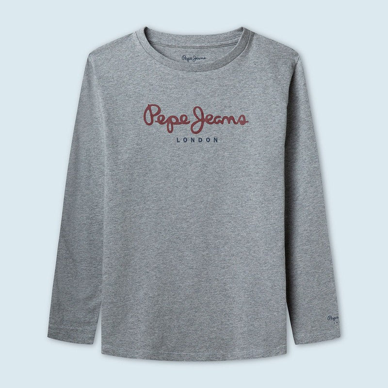 Pepe Jeans Koszulka z logo NEW HERMAN junior chłopak PB501010-933 GREY MARL -  - #tag1# - #tag2# - #tag3# - #tag4#