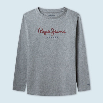 Pepe Jeans Koszulka z logo NEW HERMAN junior chłopak PB501010-933 GREY MARL -  - #tag1# - #tag2# - #tag3# - #tag4#