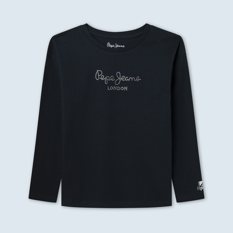 Pepe Jeans Koszulka z logo NURIA L/S junior dziewczyna PG502319-594 DULWICH -  - #tag1# - #tag2# - #tag3# - #tag4#