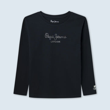 Pepe Jeans Koszulka z logo NURIA L/S junior dziewczyna PG502319-594 DULWICH -  - #tag1# - #tag2# - #tag3# - #tag4#