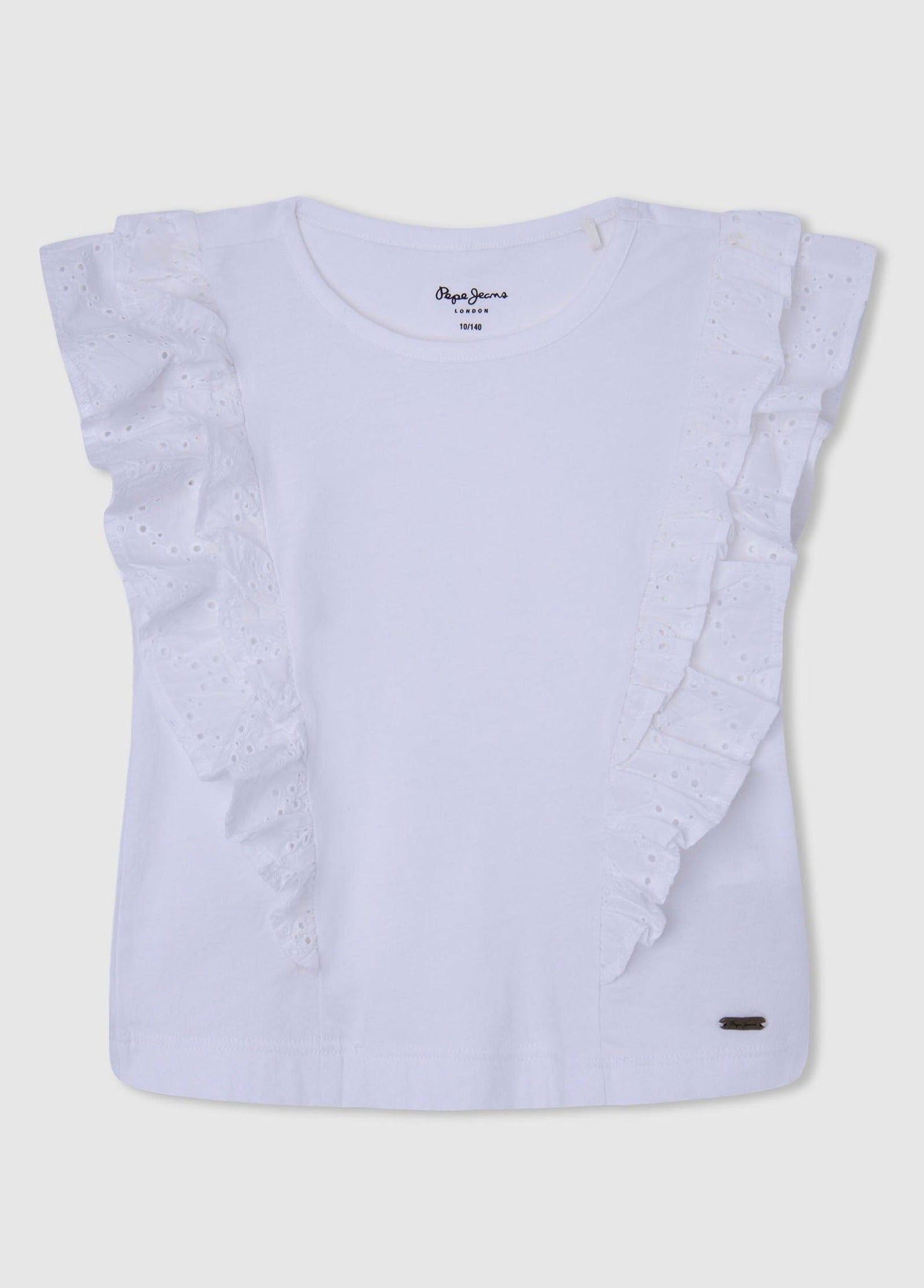 Pepe Jeans PG502949-800 Bluzka falbanka NICOLASA dziewczynka kolor biały -  - #tag1# - #tag2# - #tag3# - #tag4#