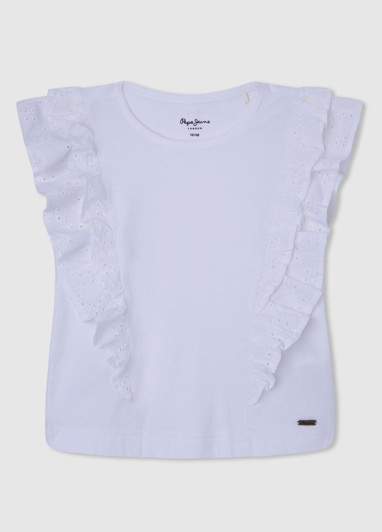 Pepe Jeans PG502949-800 Bluzka falbanka NICOLASA dziewczynka kolor biały -  - #tag1# - #tag2# - #tag3# - #tag4#