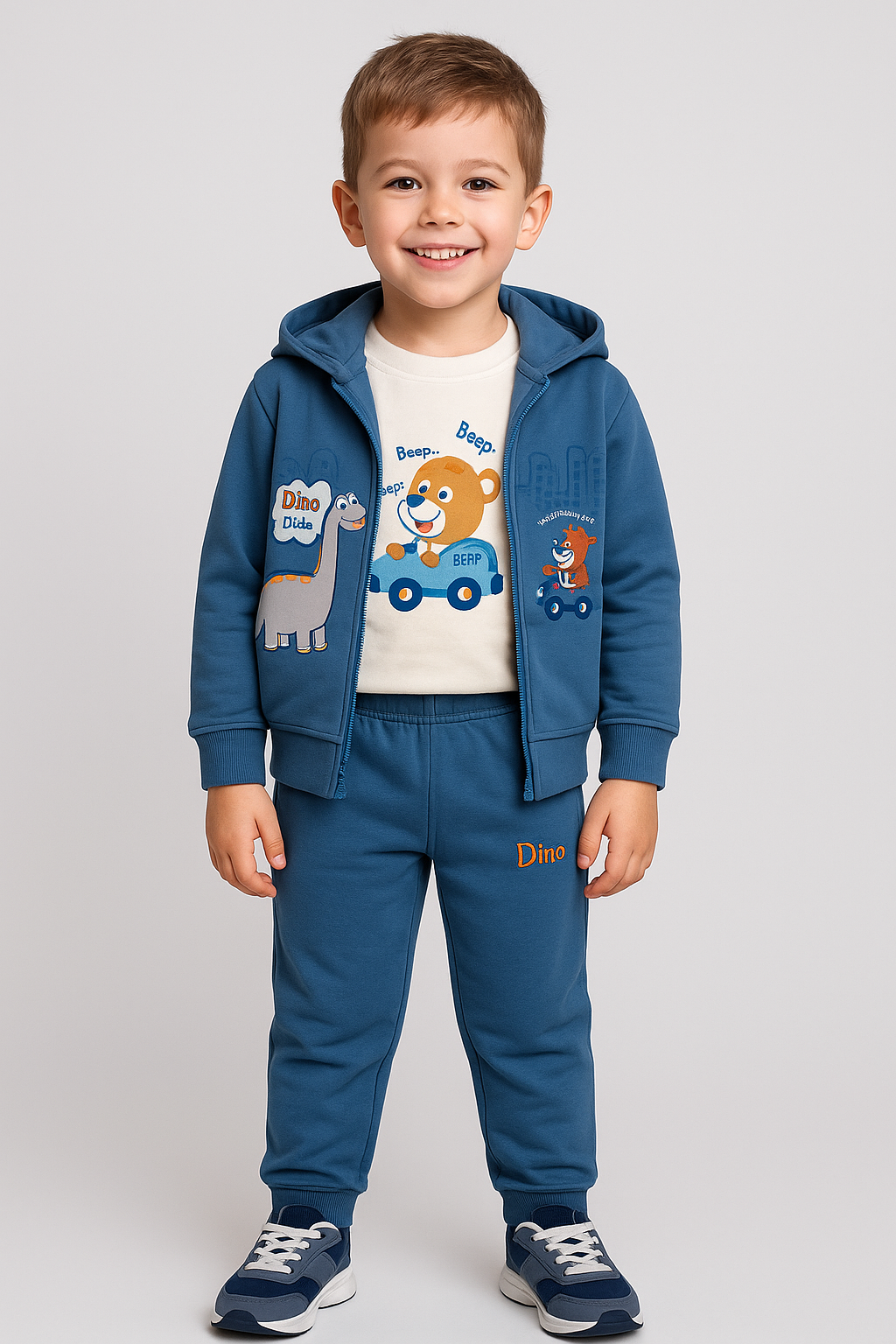 Dino 3-piece tracksuit for boys, blue, TL-982A-26625