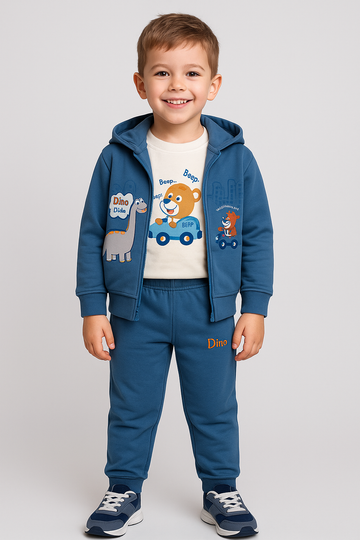 Dino 3-piece tracksuit for boys, blue, TL-982A-26625