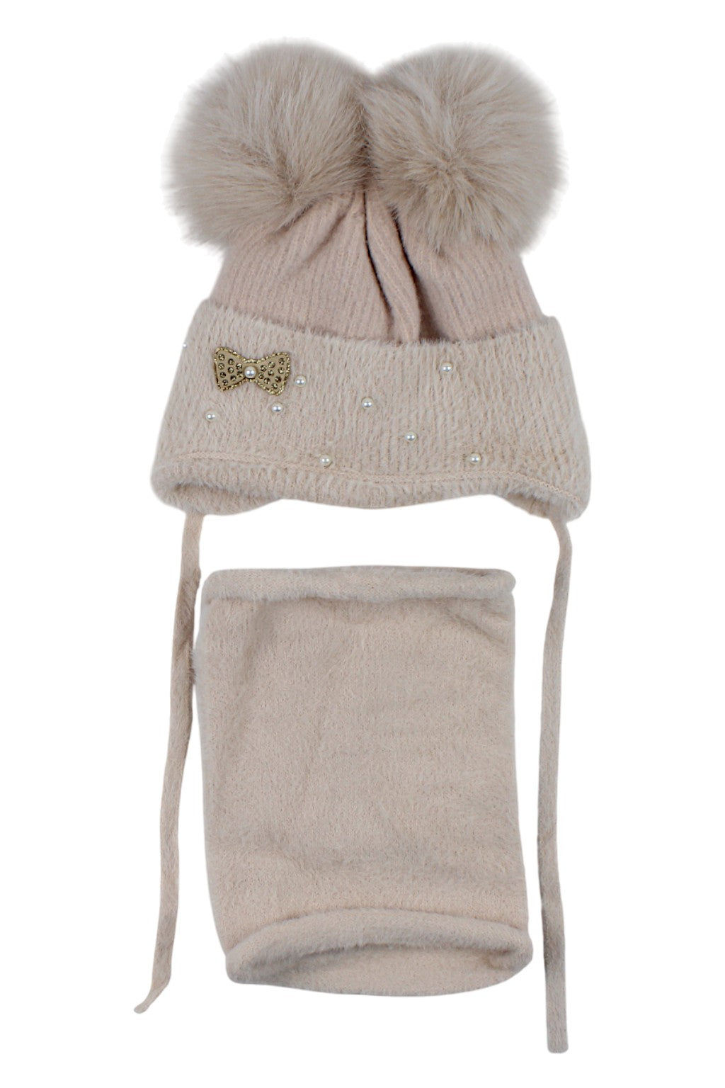 Beige Ambra hat and scarf set for girls A20-51125-1