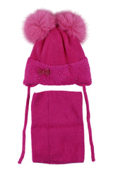 Girls' hat and scarf set, fuchsia, Ambra A20-51125-21