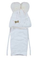 Cream Ambra hat and scarf set for girls A20-51125-28
