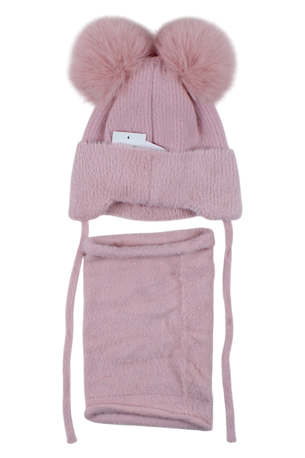 Girls' hat and scarf set, powder pink, Ambra A20-51125
