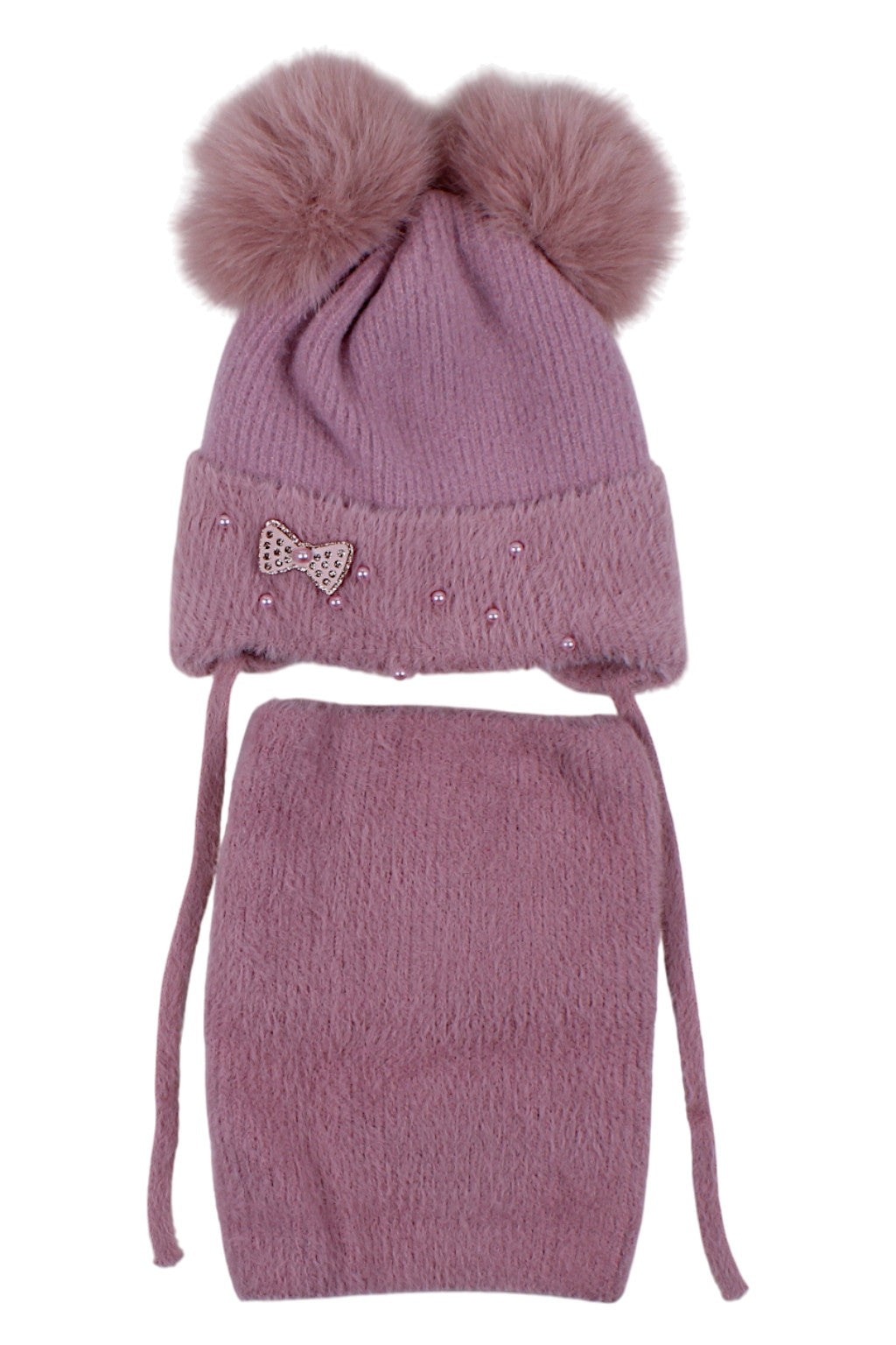 Girls' hat and scarf set, heather Ambra A20-51125-47