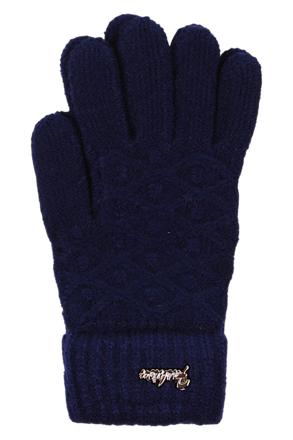 Girls' gloves, navy blue, Euro Gloves B-84-91025-23