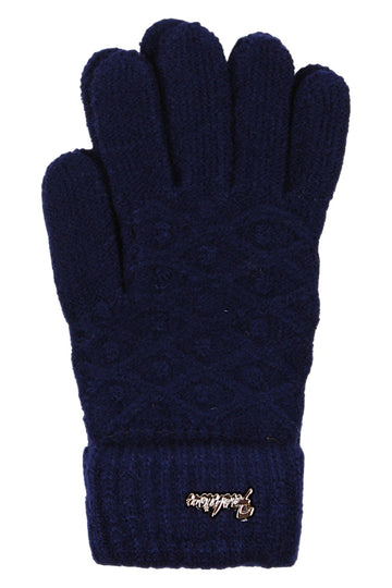 Girls' gloves, navy blue, Euro Gloves B-84-91025-23